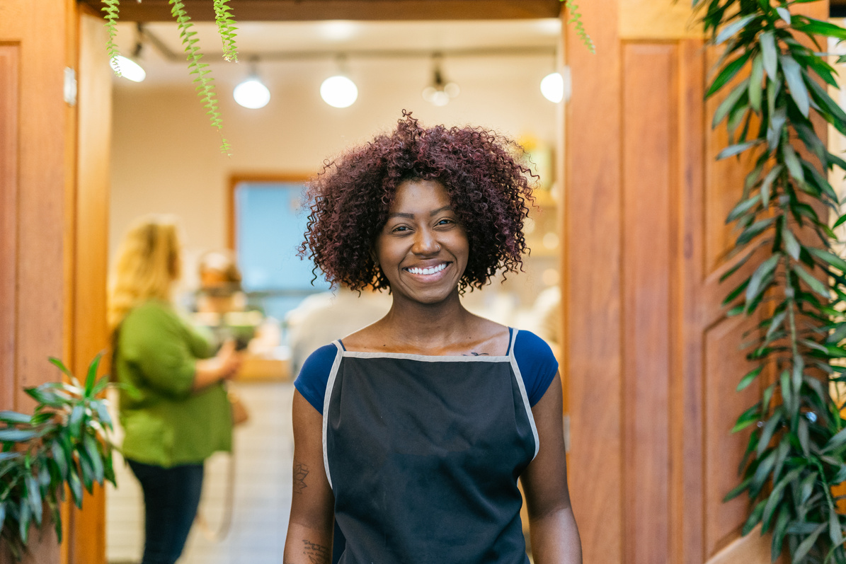 Woman at her local small business